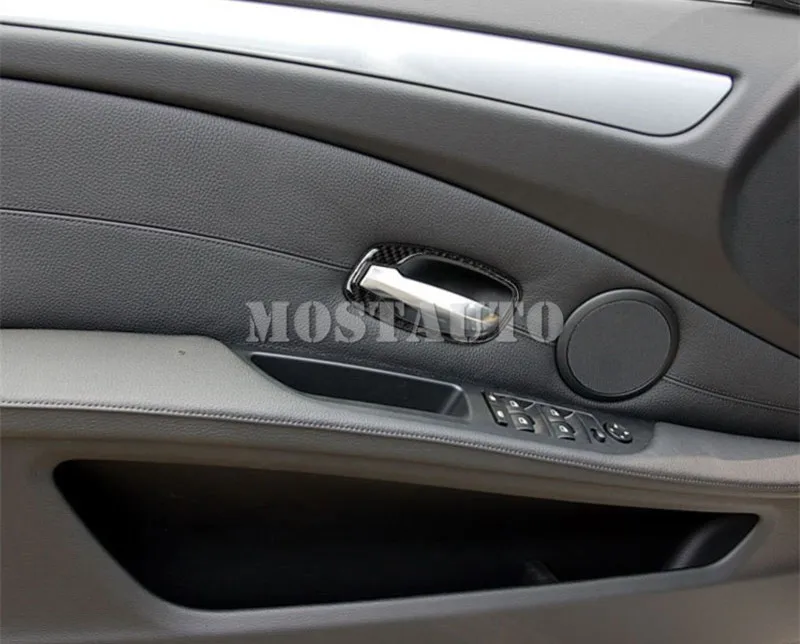 4 шт. накладки на дверную ручку автомобиля из углеродного волокна для BMW 5 серии E60