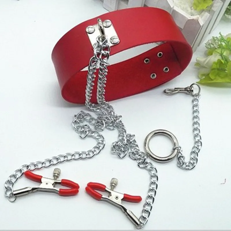 Sexy Lingerie Long Nipple Clamps Chain Breast Clips Jewelry For Women Sex Slave Leather Harness Punk Body Collar Necklace | Украшения и