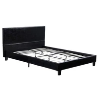 simple pu bed frame black metal bed frames queen easy to assemble stylish and modern bedroom furniture us w