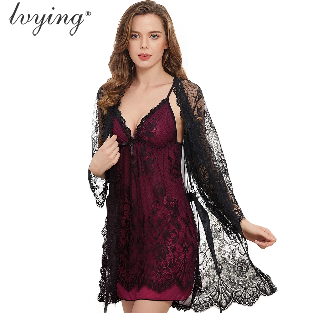Шелковые женские пижамные комплекты пижамa кружевная ночная рубашка сексуальное