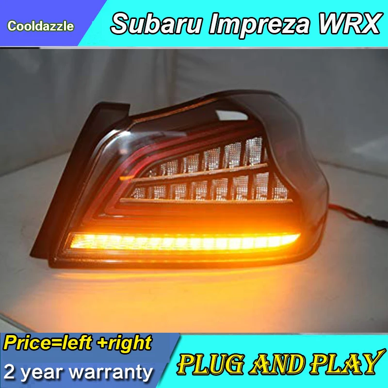 2 Pieces For SUBARU Impreza WRX Taillight Year LED Tail Lamp Rear Back Light Dark Red Housing Clear Len