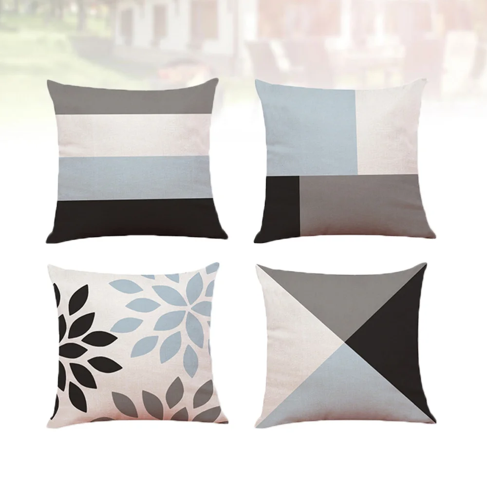 

4pcs Pillowcase Delicate Throw Pillow Cover Lightweight Household Cushion Cover for Home Office (4 Style, 45 x 45cm)