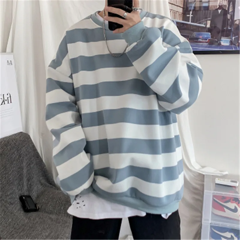 

2021 Spring Men Classic Striped Hoodies Mens Hip Hop Streetwear Sweatshirt Male Casual Trend Cotton Pullover M-5XL