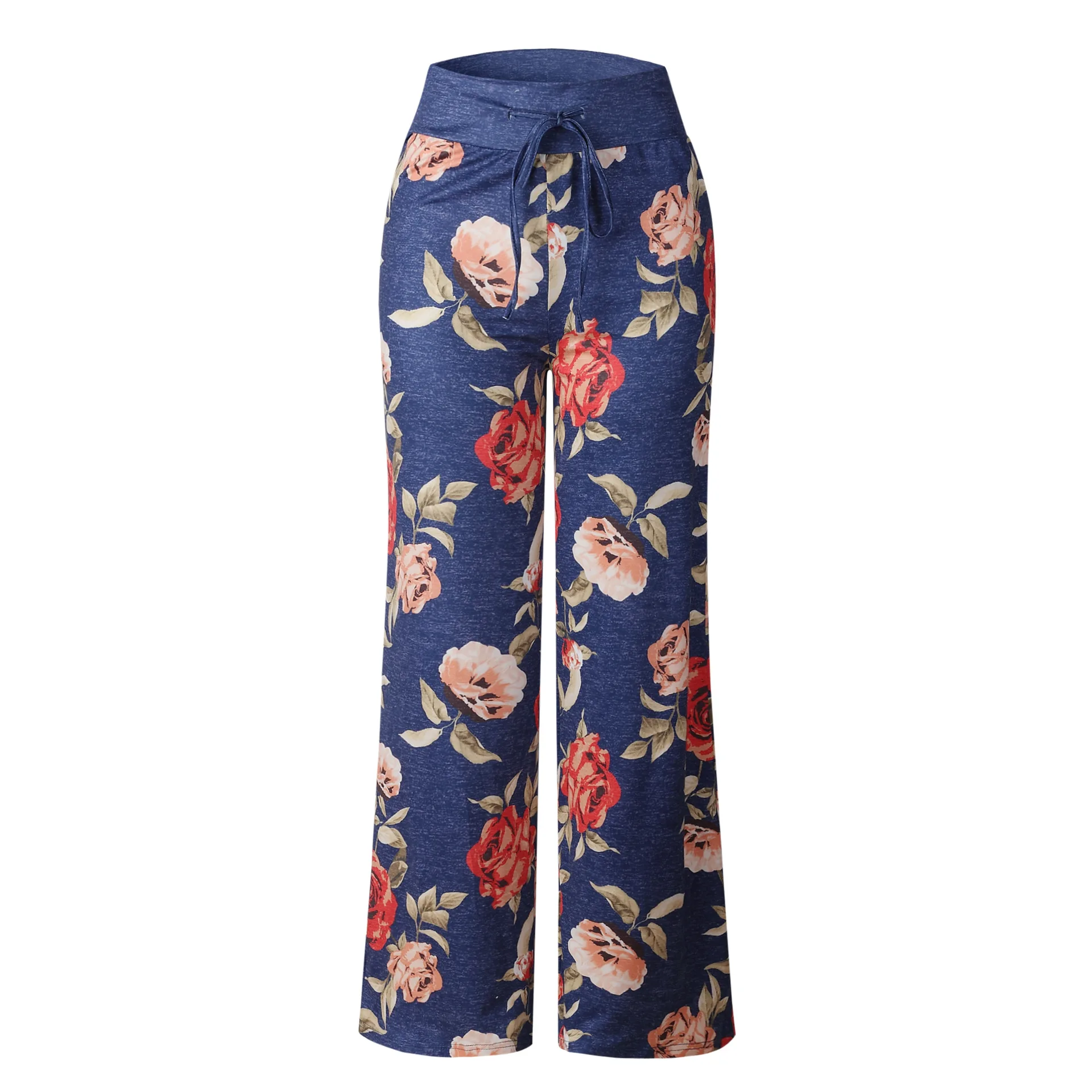 Boho пляжные джоггеры рождественские женские брюки летние брюки повседневные длинные брюки-Палаццо широкие брюки для женщин спортивные штаны