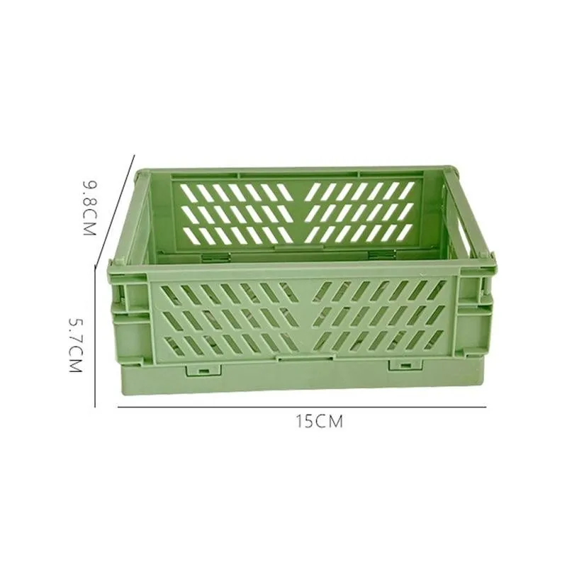 

1pcs Mini Collapsible Crate Plastic Folding Storage Box Household Storage Basket Cosmetic Desktop Utility Storage Container
