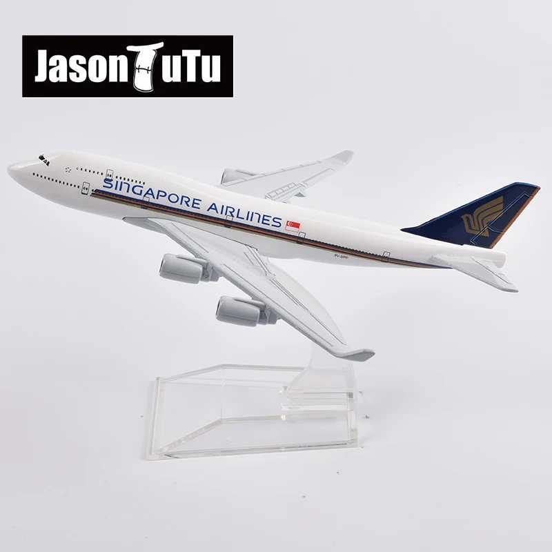 JASON TUTU 16 см авиакомпании Singapore Airlines модель самолета Боинг 747 Литые металлические