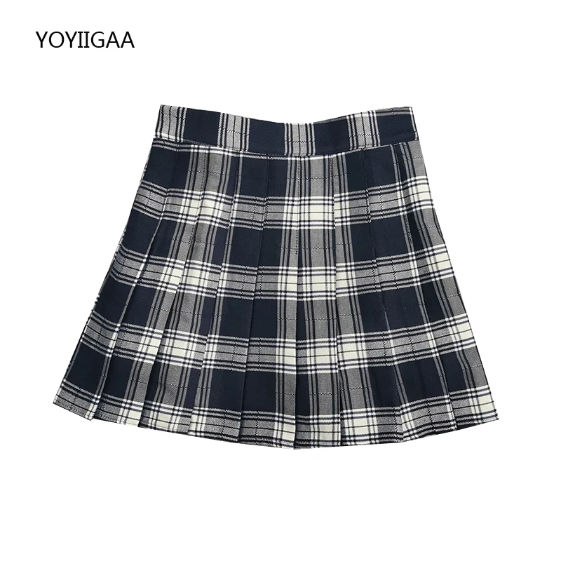 Юбка женская плиссированная клетчатая с завышенной талией трапециевидная