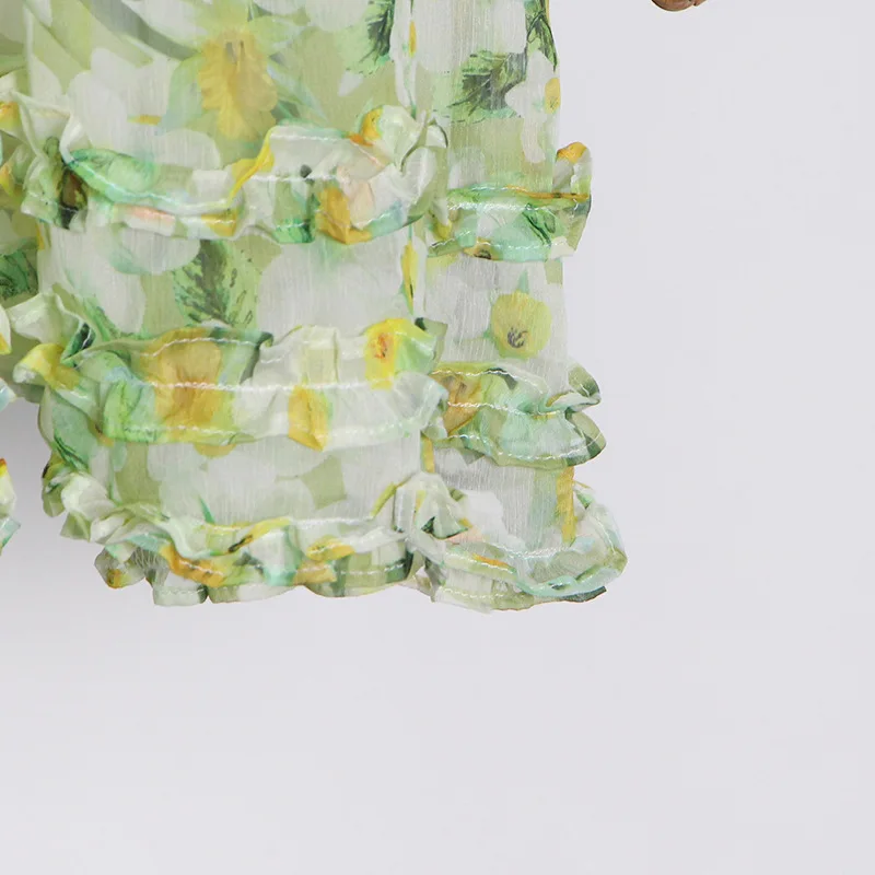 

SeeBeautiful Floral Print Mini Loose A-line Dress V-neck Lantern Sleeve Hollow Out Simple Women Summer 2021 New Fashion G026