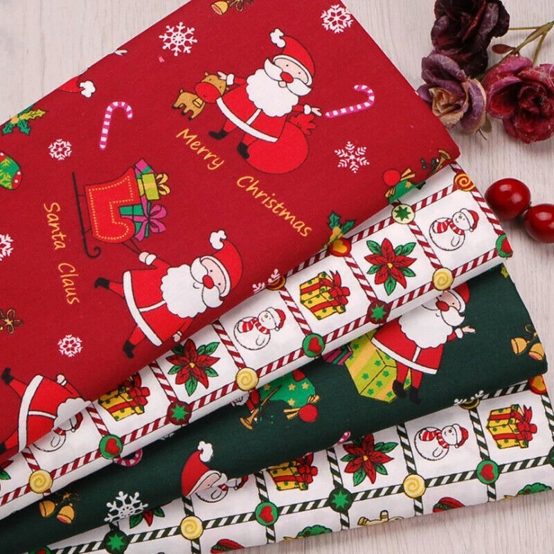 

10pc Cotton Christmas Fabric 25*25cm Xmas Cloth Noel Sack Stocking Sew DIY Cloth