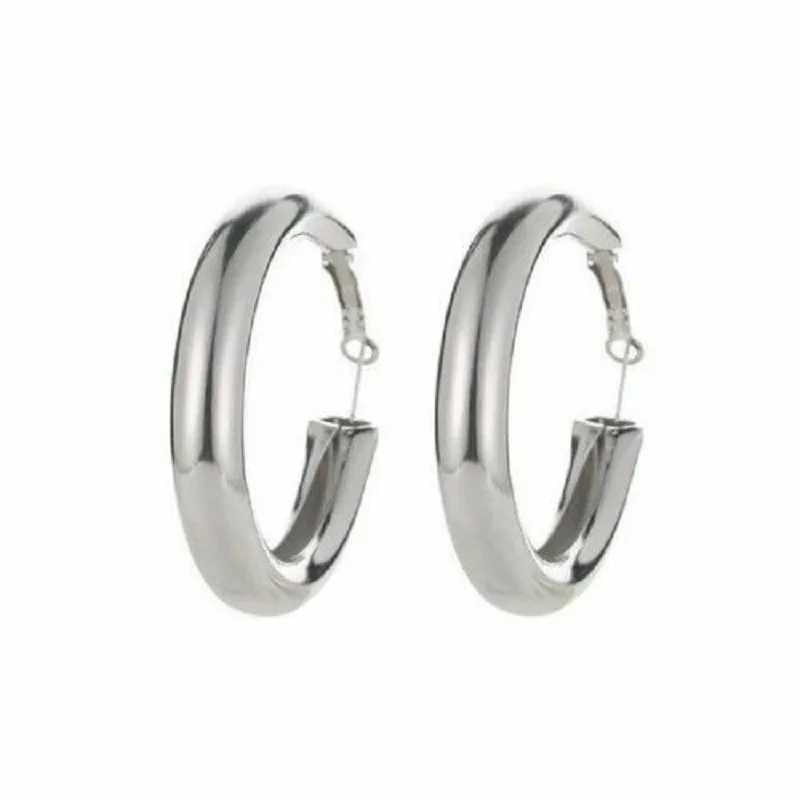 2019 New Gold Silver Hoops Earrings Minimalist Thick Tube Round Circle Rings For Women earrings fashion Jewelry | Украшения и