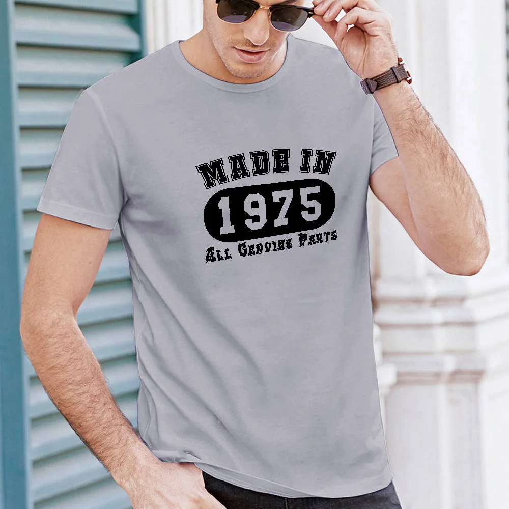 

Men Summer T-shirt Casual Fashion Streetwear Short Sleeve O-neck Tops Tee Made In 1975 Birthday Harajuku Funny Print Tshirt
