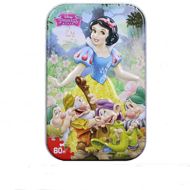 Snow White Дисней Замороженный автомобиль мультфильм 60 кусочков Маленький кусок головоломка игрушка Дети деревянные Высококачественные пазлы детские развивающие игрушки для ребенка - Цвет: Snow White
