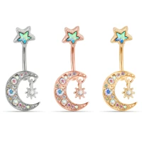 belly button rings stainless steel star moon body belly piercing body piercing belly rings for women beach belly navel rings