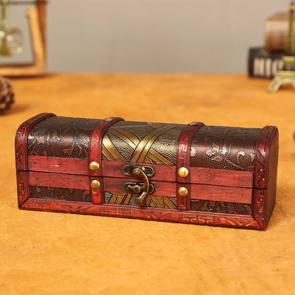 

1PC Vintage Wooden Box Creative Jewelry Storage Box Retro Packaging Box Delicate Hair Stick Storage Container for Party Home Bed