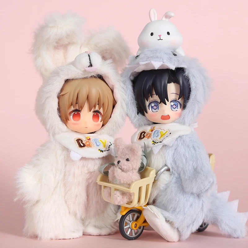

New Ob11 Doll Clothes Cute Plush Animal Suit Dog Dinosaur Bear Pig Duck 1/12 Doll House GSC 16cm BJD Obitsiu 11 Universal