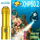 Супер яркий фонасветильник для дайвинга XHP50.2, подводная лампа, IP68, высочайшая степень водонепроницаемости светильник для дайвинга, мощность использования 18650
