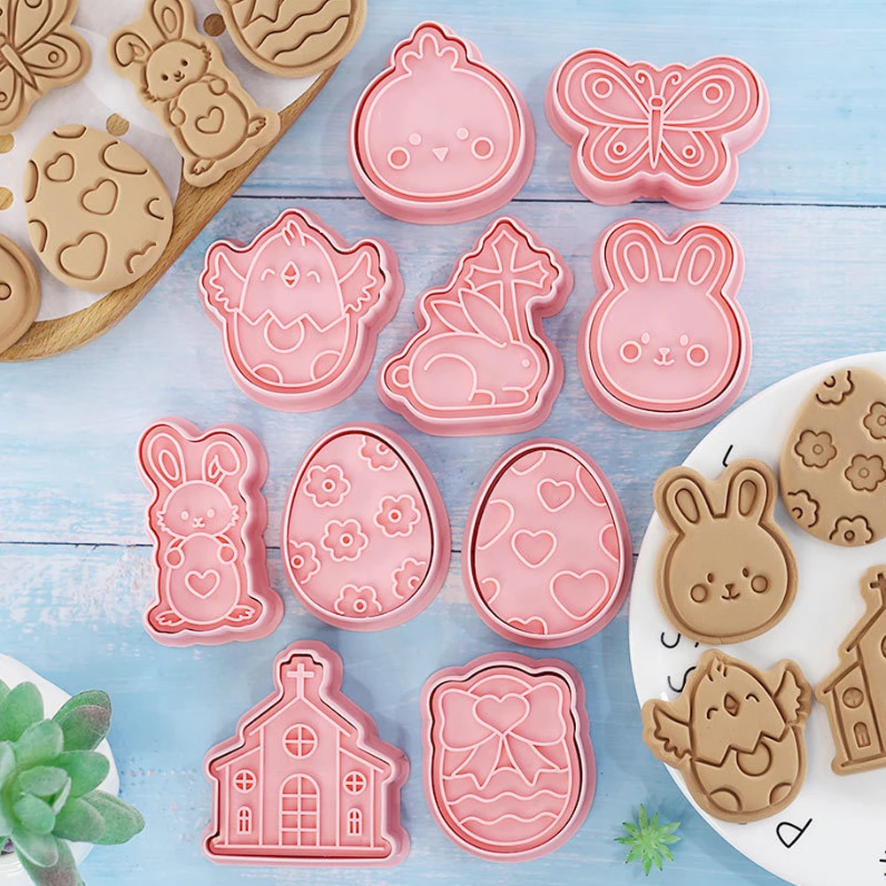 10Pcs/Set Cookie Cutter Easter Rabbit Egg Butterfly Pattern Biscuit Mold Festival Fondant Cake Decoration Tool Sugarcraft Baking |