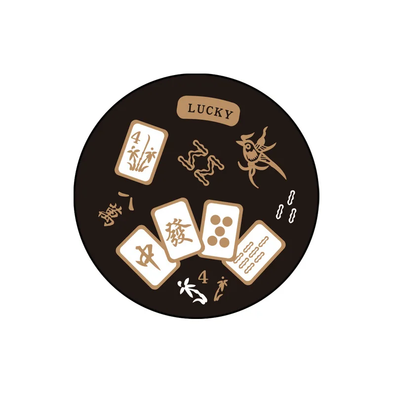 Современный мягкий круглый коврик с рисунком китайского Маджонга и покера