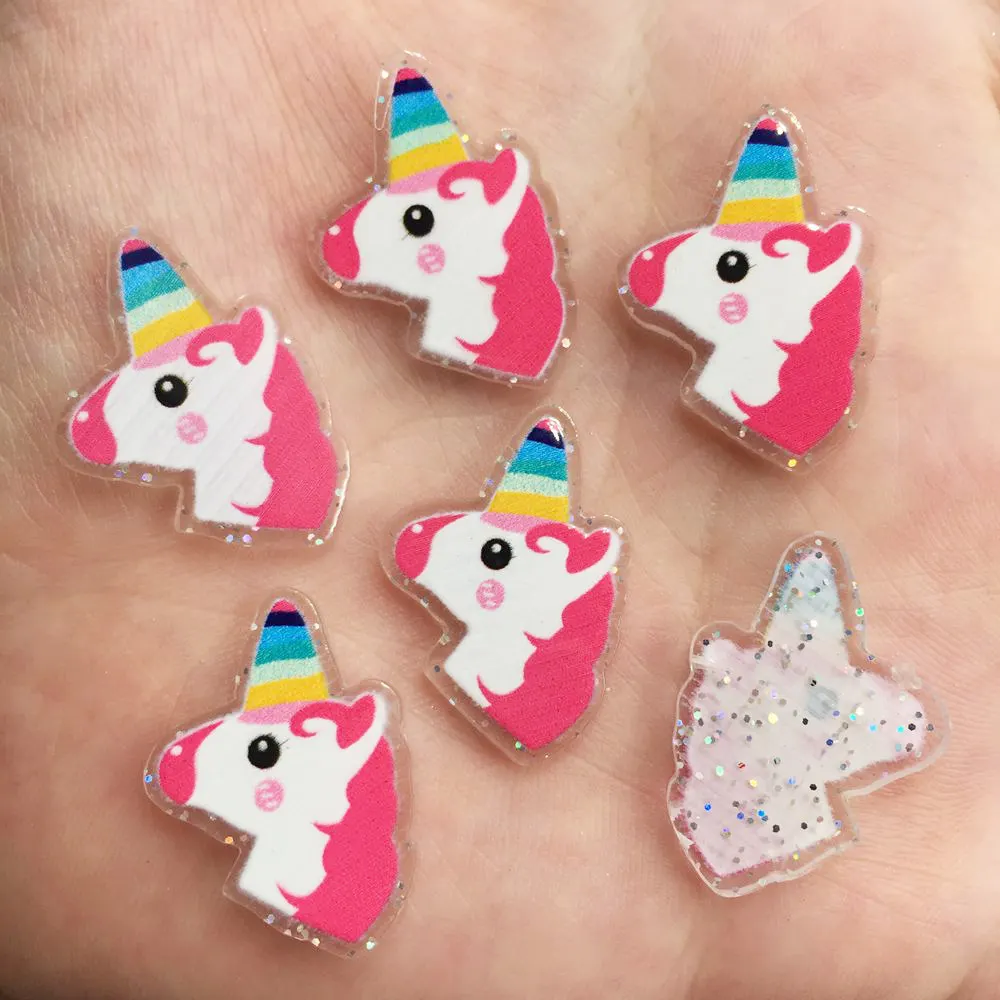 12 шт Блестящий цветной Единорог плоский задний носорог акриловый лист