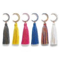 e7641 zwpon crystal pave crescent moon colorful tassel earrings for women boho earrings long earrings jewelry wholesale