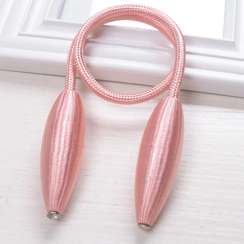Pink 1 шт., скручивающаяся кукурузная занавеска с завязками сзади, удлиненная плетеная веревка, драпировка, подхваты, декоративные затемненные оконные шторы и прозрачные панели, держатель - Цвет: Pink