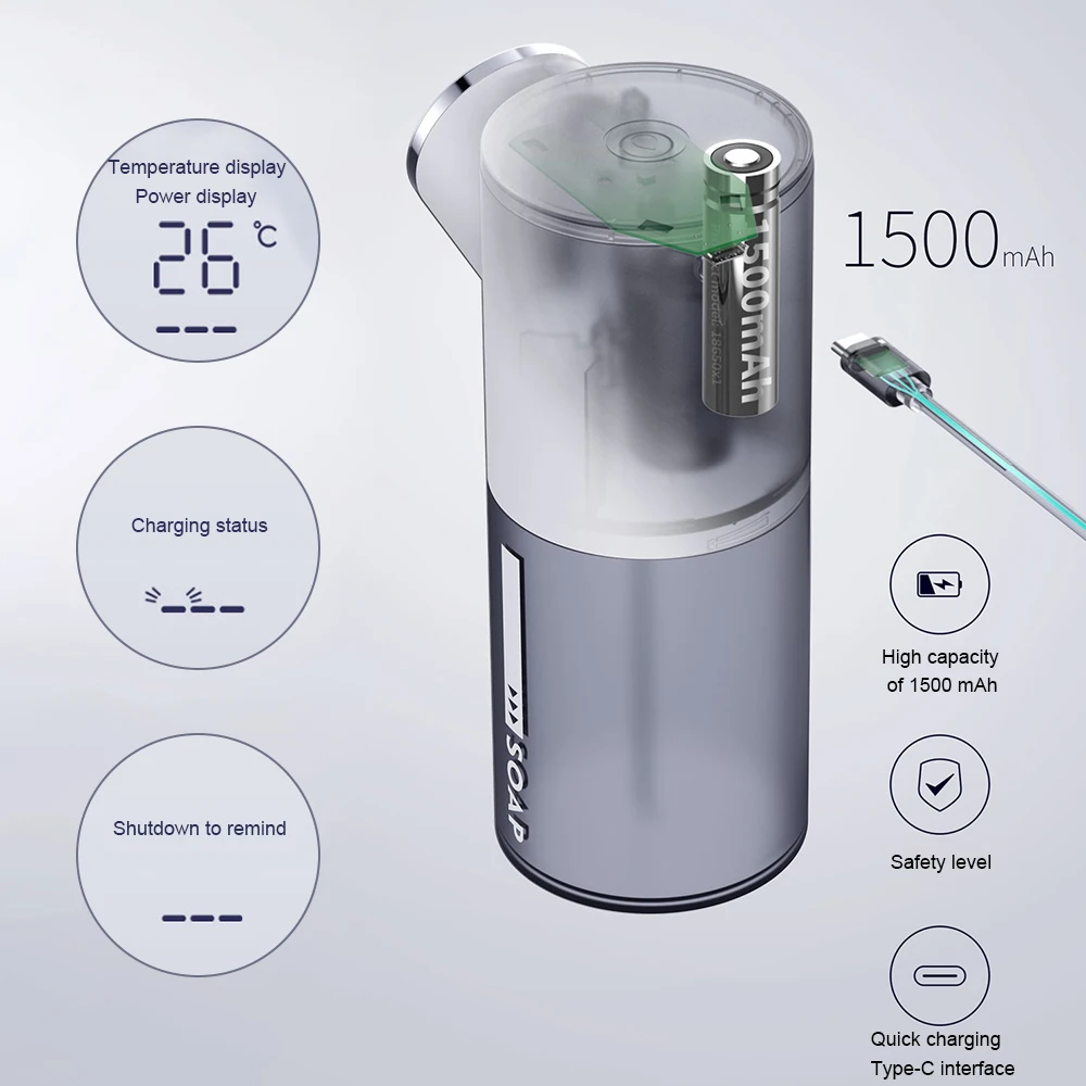 

Automatic Foaming Soap Dispenser Tabletop 320ml Waterproof Smart Sensor Soap Dispenser for Bathroom Office Hotel