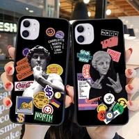 luxury statue illustration art letter label mobile phone case for iphone 11 12 pro x xr xs max 7 8 plus black soft silicone case