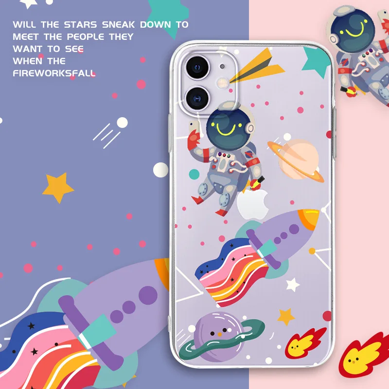 

Rainbow universe Planet Cute Phone case anime For iPhone 11 Pro Max Xr Xs Max X 7 7 Plus 8 6 6s Plus SE 2020 case silicone cover