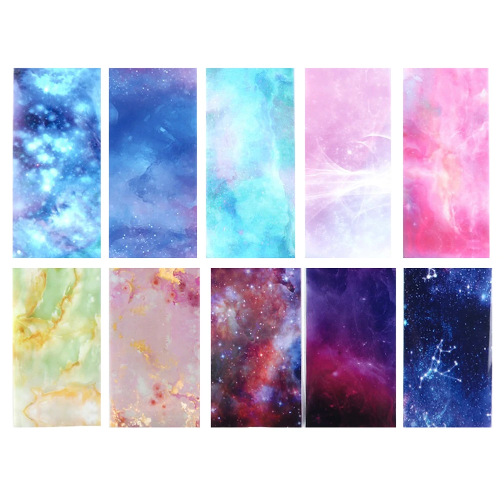 U1247-2A 10 pcs/pack Nail Art Transfer Foils for Manicure Marble Shining Stone Designs Transfer Stickers Starry Sky Adhesive Wraps Decal - Цвет: U1247-2A