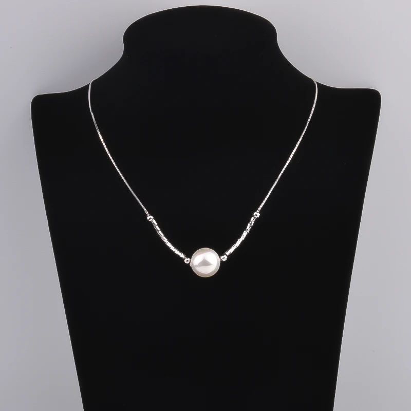 Большая белая ракушка жемчужное ожерелье из стерлингового серебра 925 пробы