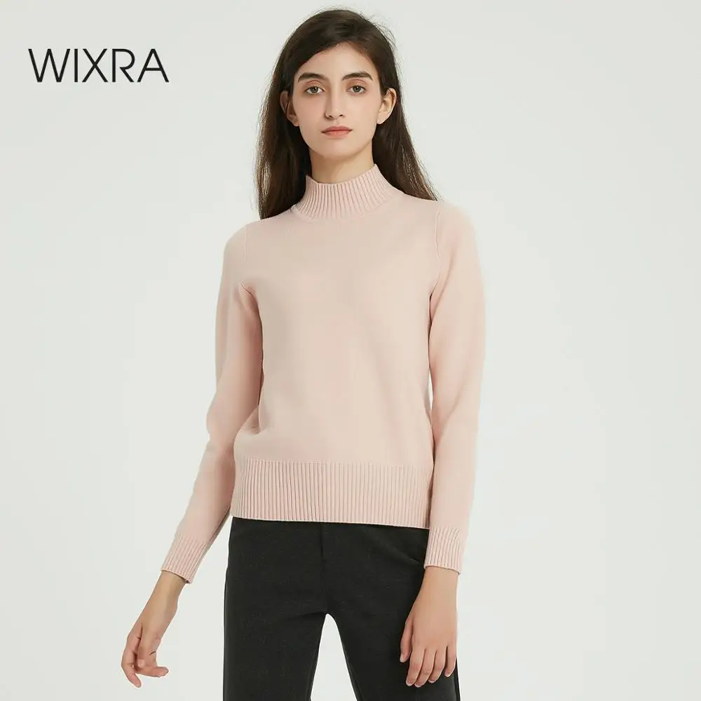Женский вязаный свитер с длинным рукавом Wixra однотонный пуловер и джемпер