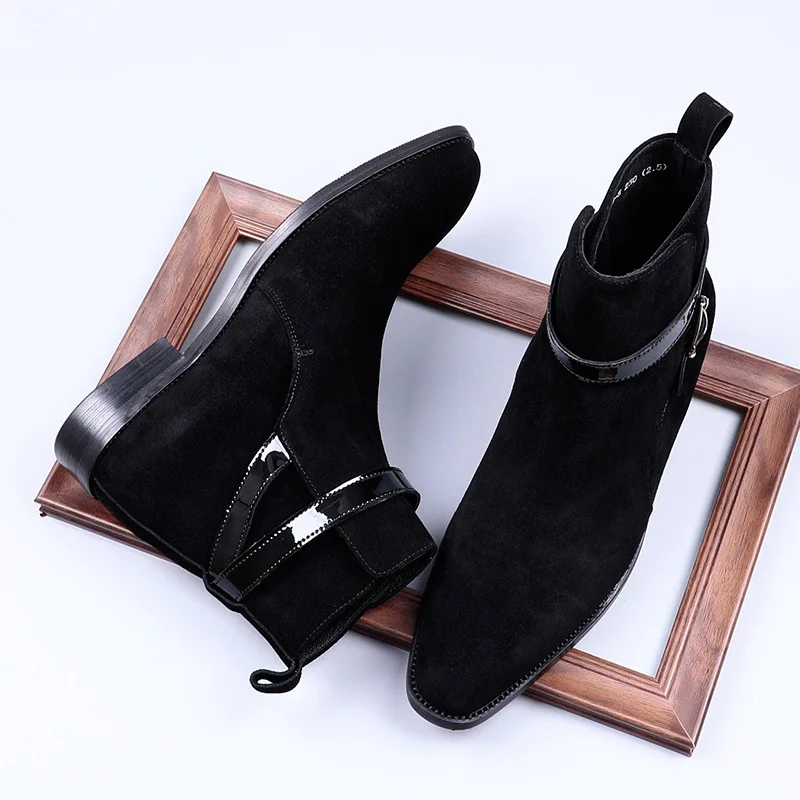 

Модные мужские кожаные ботинки, высокие ботинки для мужчин, из матовой воловьей кожи, в британском стиле, рабочая одежда