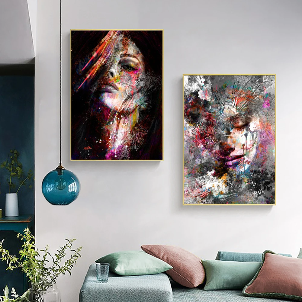 

Graffiti Girl Art Canvas Print Painting Modern Figure Wall Picture Women Living Room Bar Home Decoration Poster