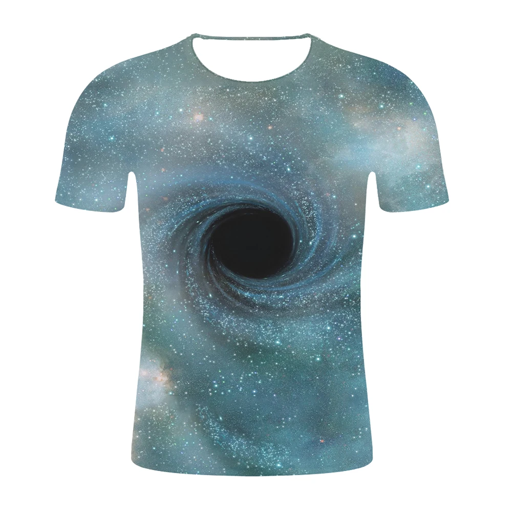 2019 Летняя мужская космическая Галактика 3D футболка черная дыра рисунок футболки