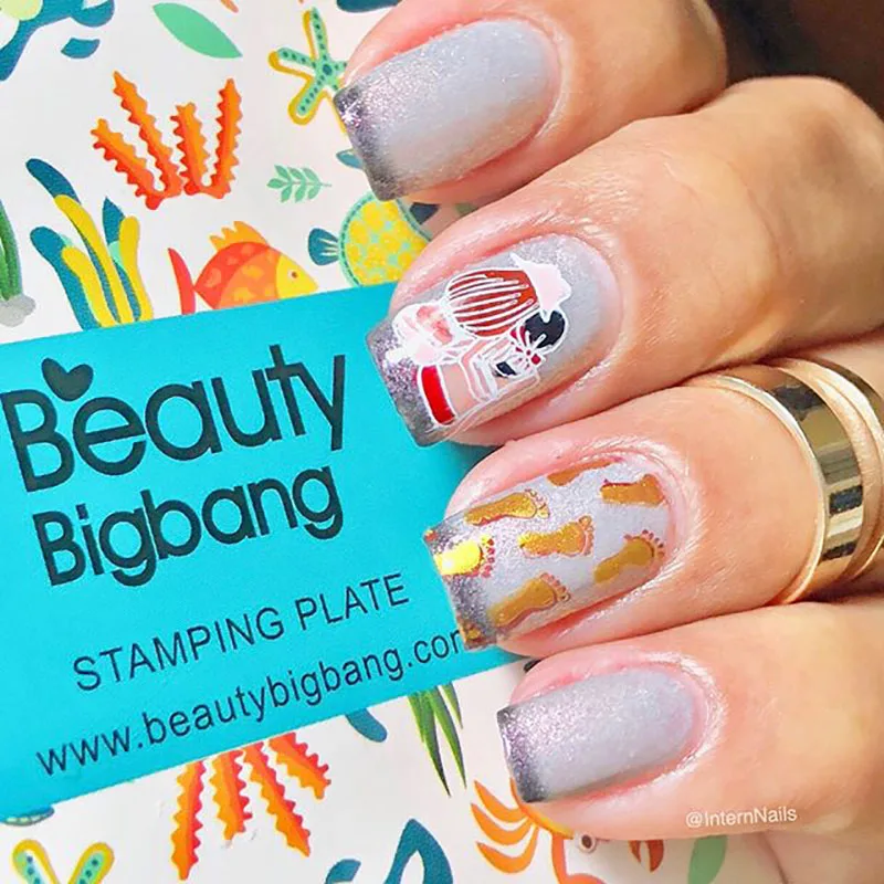 

BeautyBigBang 6*12cm Rectangle Nail Stamping Plates Summer Flower Geometry Nail Art Stamp Template Image Plate Stencils
