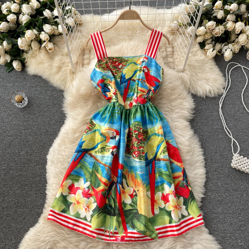 

Summer new print short woman dress Party collar temperament commute dresses for women 2021