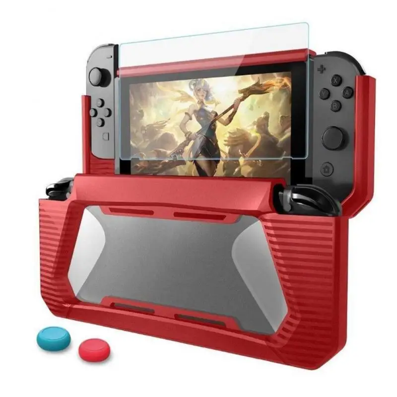 

For Nintendo Switch Protective Shell TPU Soft Edging Protective Cover NS Transparent Protective Shell/tempered Film/rocker Cap