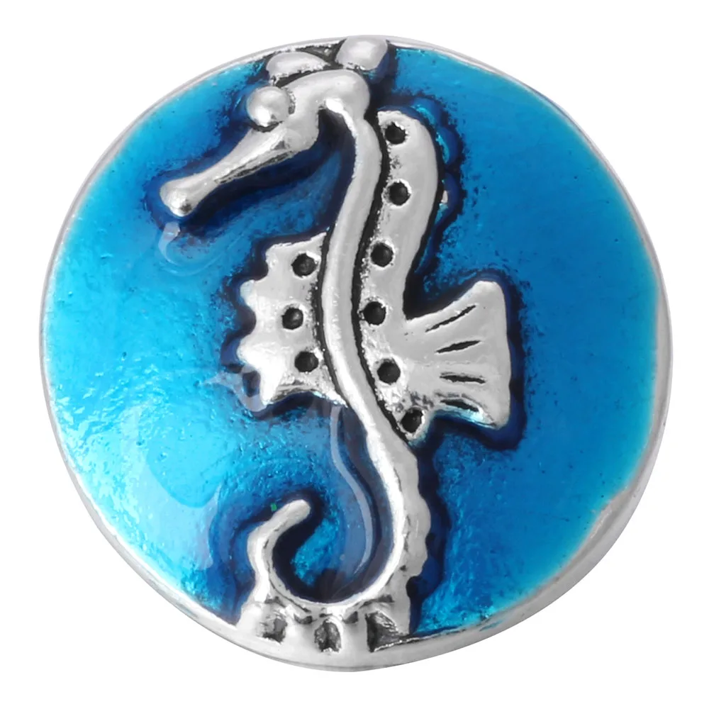 6 шт./лот ювелирные изделия 18 мм кнопки с синими стразами Морская звезда Дельфин