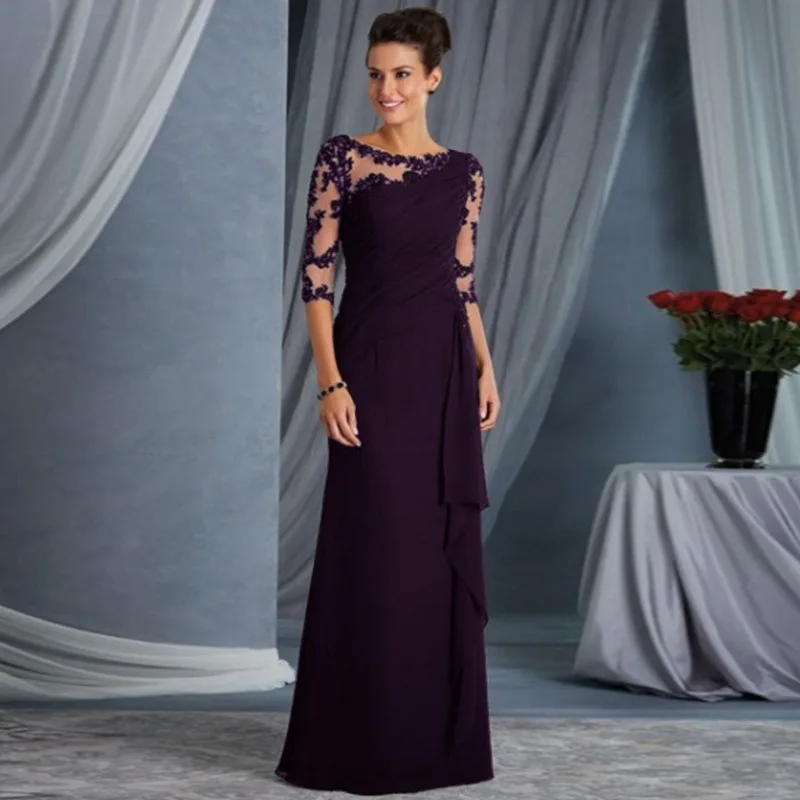 

New Long Lace Perspective Round Neck Sleeve Dress Dress one