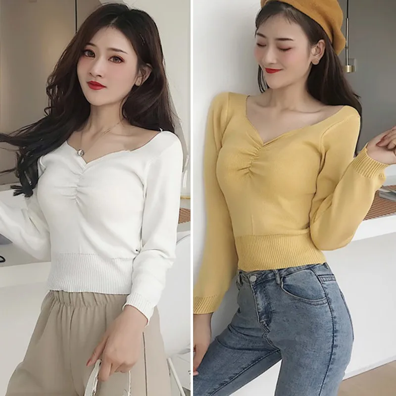 Осенние корейские стильные милые модные сумасбродные свитеры Женские