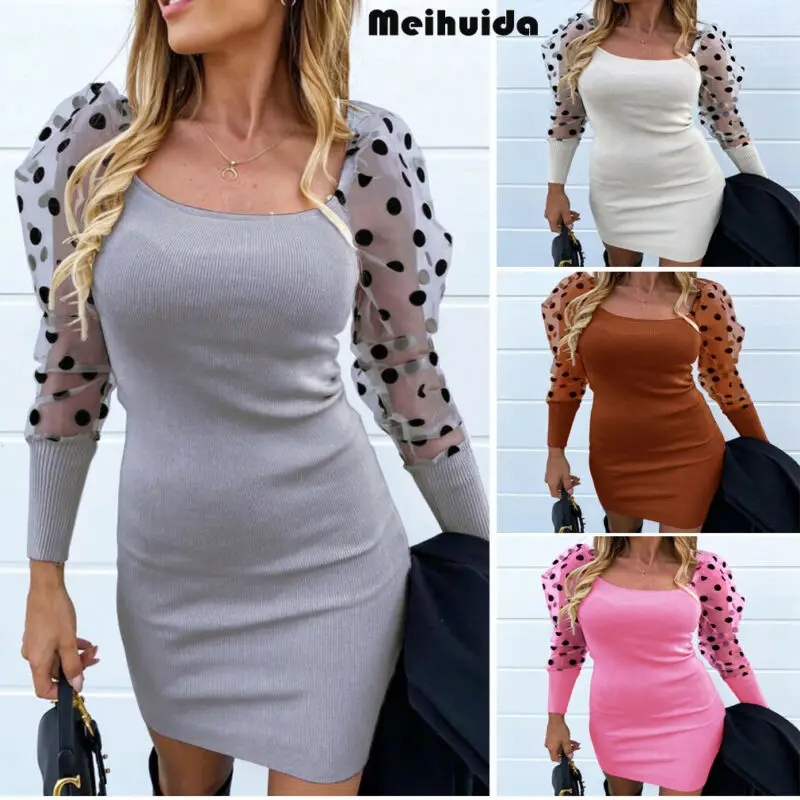 Модное женское платье из тюля с оборкой пышными рукавами рюшами асимметричная