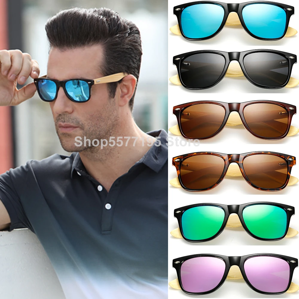 

S351 Women Brand Design Polarized Wood Bamboo Sunglasses Mens Real Bamboo Arms Sun Glasses Polarized Lens Mirrorr Eyewears