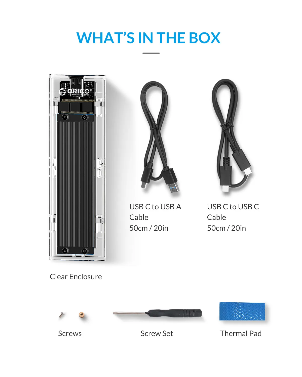 Чехол ORICO M.2 SSD для NVME PCIE NGFF SATA M/B Ключ SSD диск NVME SSD корпус M.2 для USB C прозрачный жесткий диск 10 Гбит/с