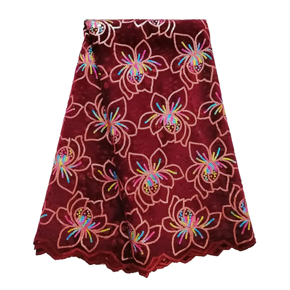 Высококачественная винная кружевная ткань для платьев 5 ярдов цветная лазерная