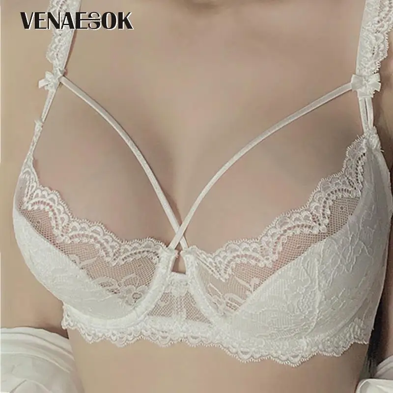 

Comfortable Thin Cotton Brassiere Bandage Sexy Bra Set Women Lingerie Lace Embroidery white Push Up Bras Underwear Set Plus Size