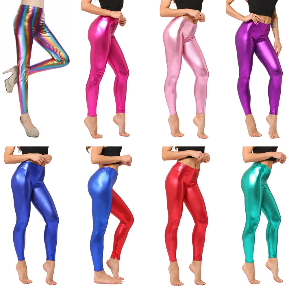 

Women Leather Pant Plus Size 2022 Candy Multicolor Legging PU Leggings Trousers Party Club Stretch Tights