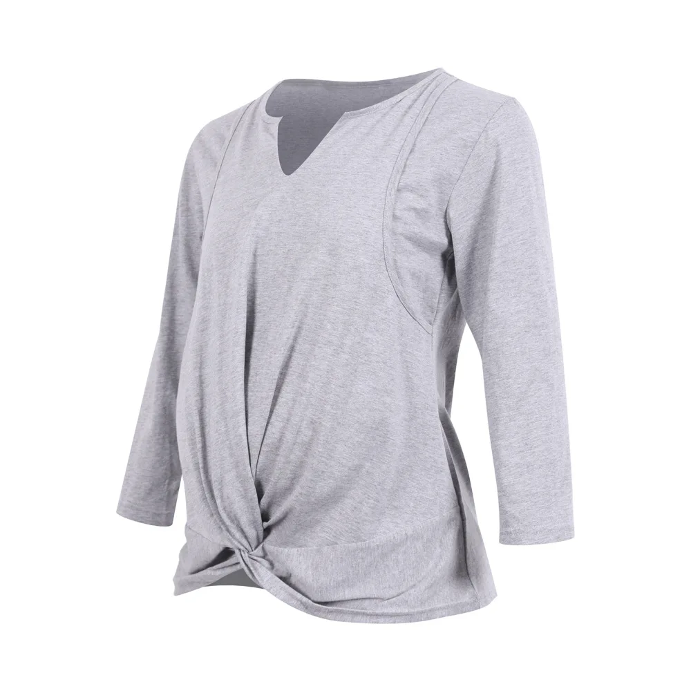 

Cross Border 2020 Europe and America Autumn and Winter Pregnant Women a Super Cool Cotton Hem Kink Ninth Sleeve Nursing T-shirt