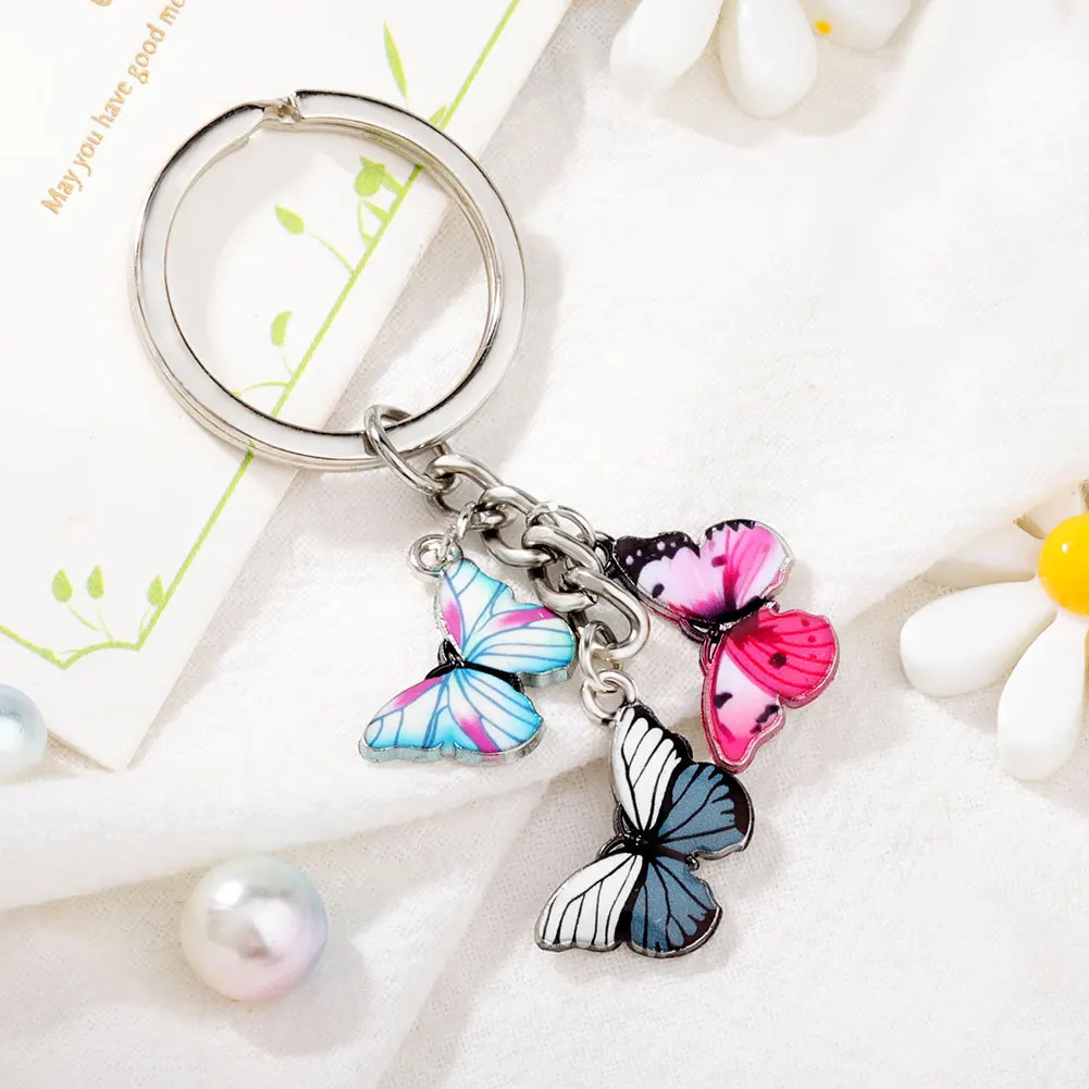 New Colorful Enamel Butterfly Keychain Insects Car Key Ring Women Bag Accessories Jewelry Gifts K4534 | Украшения и аксессуары