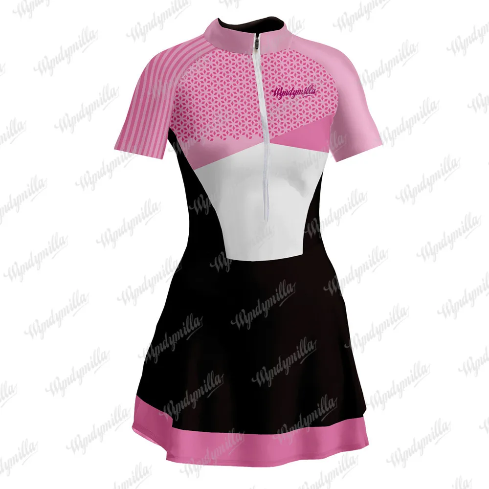 

Cycling Jersey Skirt Triathlon Short Sleeve Female Skinsuit Ciclismo Bicycle Fitness Run Sexy Casual Mini little dress 2022