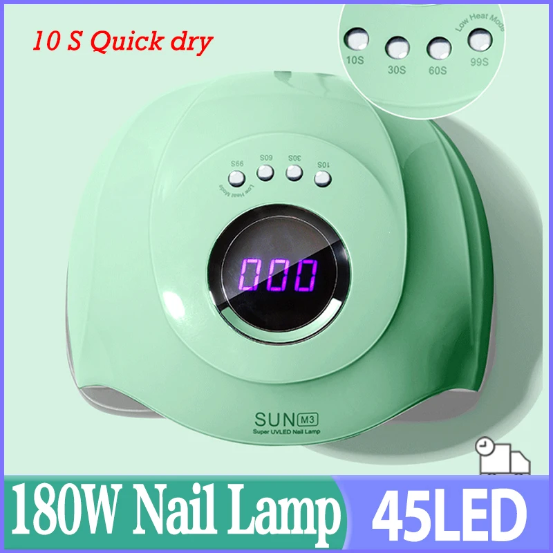 Green Phototherapy Sun M3 Nail Lamp 180W 45 Beads UV LED Lamp Upgrade All Gel Polish Drying Lamp Professional Auto Nail Dryer
